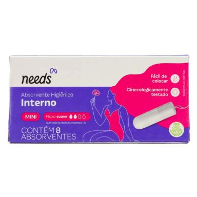 Absorvente Interno Needs Mini Fluxo Suave 8 Unidades