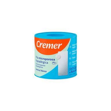 Fita Microporosa Cremer Branca para Peles Sensíveis com 1 rolo de 5cm X 4,5mt