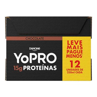 Yopro 15g Proteínas sabor Chocolate pack Leve Mais Pague Menos 12 unidades de 250ml cada