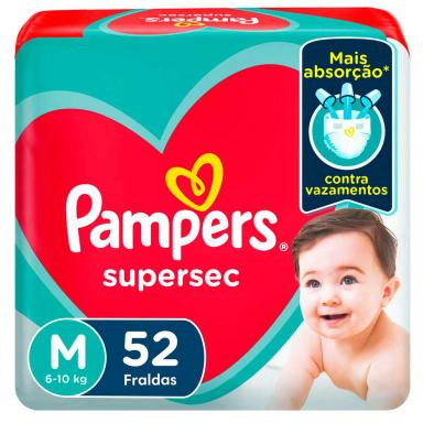 Fralda Pampers Supersec M 52 unidades