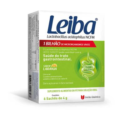 Probiótico Leiba Sabor Laranja 6 sachês de 4g cada
