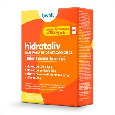 Sais para Reidratação bwell Hidrataliv Laranja 4 envelopes 