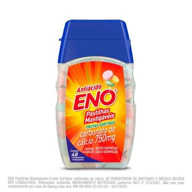 Antiácido Eno Frutas Sortidas 48 pastilhas mastigáveis