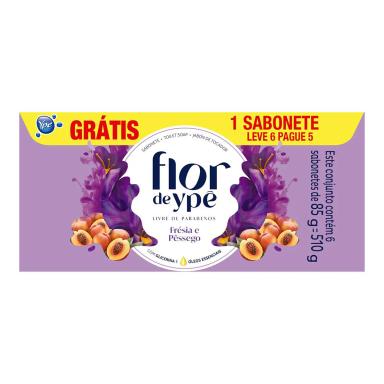 Kit Sabonete em Barra Flor de Ypê Frésia e Pêssego 6 unidades de 85g cada