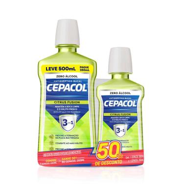 Kit Enxaguante Bucal Sem Álcool Cepacol Citrus Fusion 500ml + 250ml