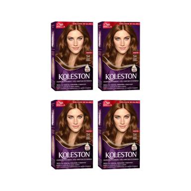 COLORAçAO KOLESTON 54 CASTANHO DOURADO ACOBREADO-KIT C/4UN