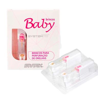 Brinco Infantil Antialérgico Studex Baby Daisy Rosa Fúcsia com 1 par