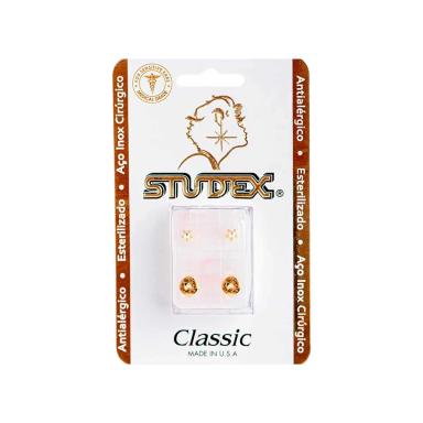 Brinco Antialérgico Studex Classic Tiffany Pérola Média Dourada 1 unidade