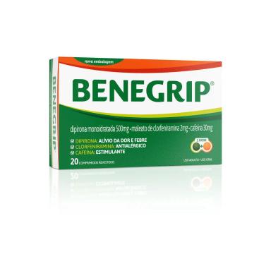 Benegrip Dipirona Monoidratada 500mg + Maleato de Clorfeniramina 2mg + Cafeína 30mg 20 comprimidos