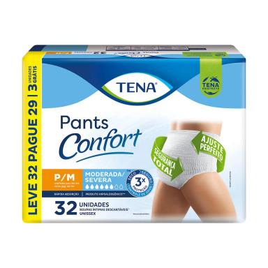 Roupa Íntima Descartável Tena Pants Confort P/M Leve 32 Pague 29 unidades