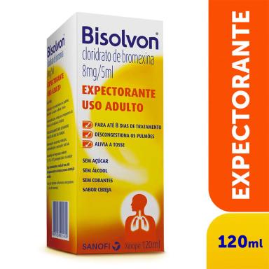 Bisolvon Cloridrato de Bromexina 8mg/5ml Xarope Expectorante Adulto Sabor Cereja 120ml