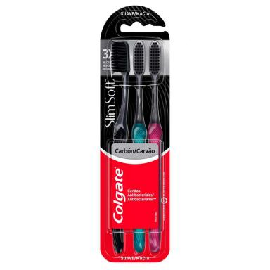 Escova de Dente Colgate Slim Soft Black Macia - 3 unidades