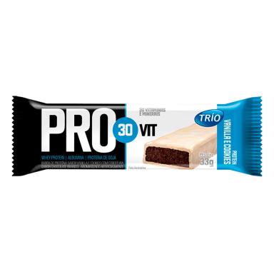Barra de Proteínas PRO30Vit Vanilla e Cookies 30 Vitaminas com 33g