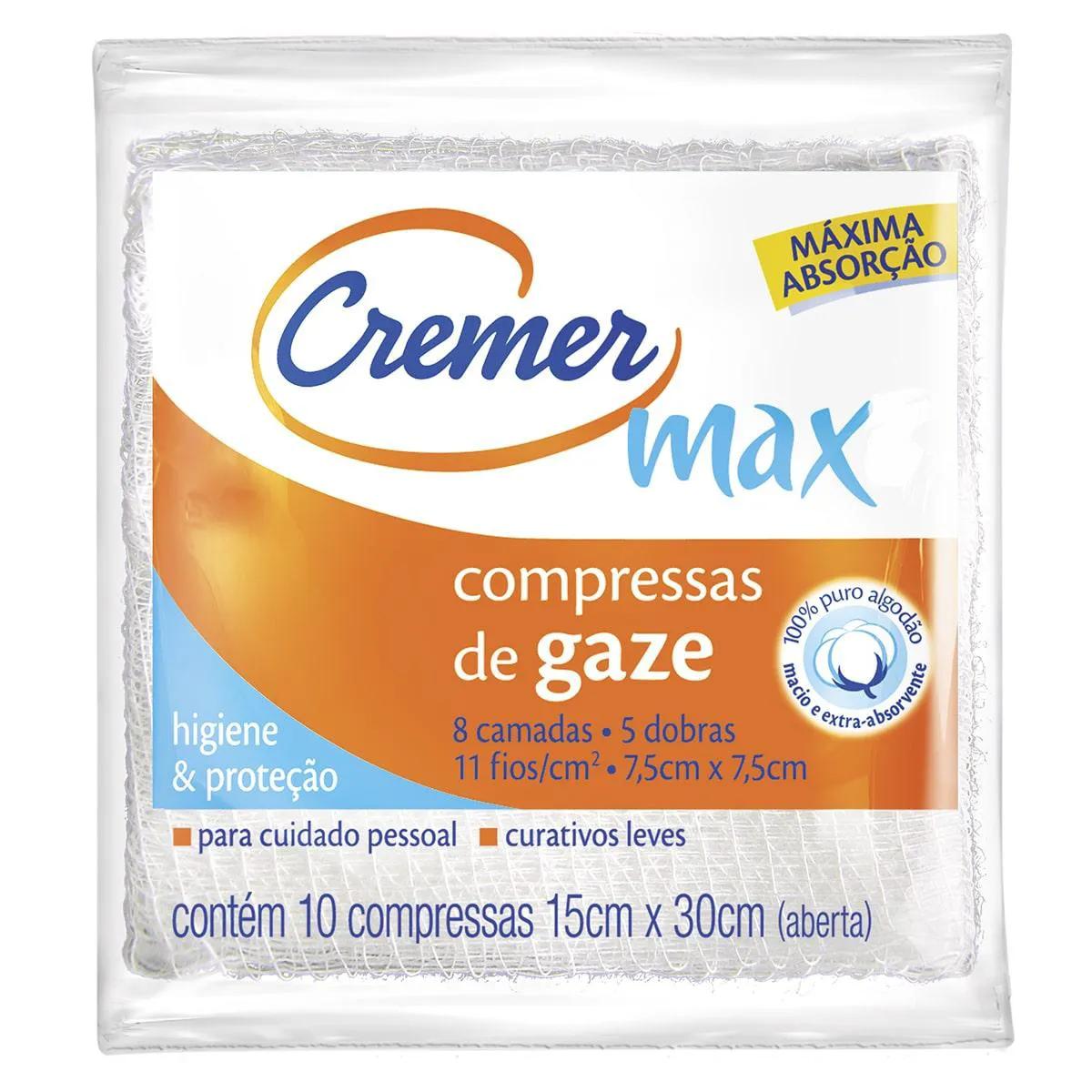 Compressas de Gaze Cremer Max com 10 unidades Loção Adstringente Actine Pele Acneica com 190ml 