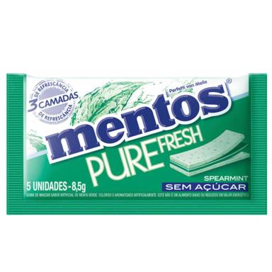 Mentos Pure Fresh Chiclete Sem Açúcar Sabor Spearmint com 5 unidades