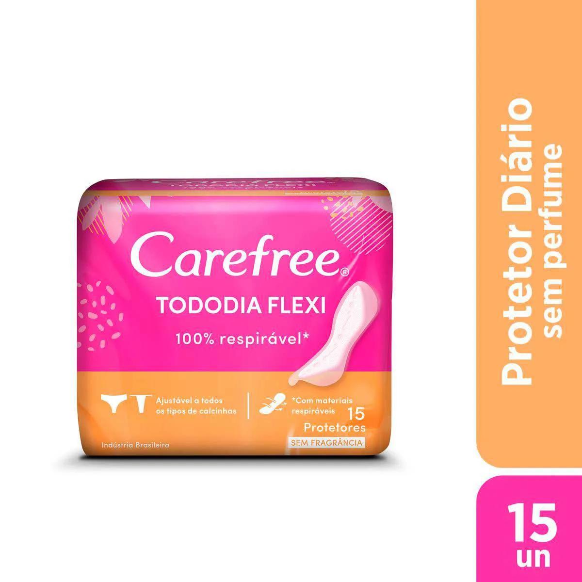 Protetor Diário Carefree Tododia Flexi Sem Perfume 15 unidades