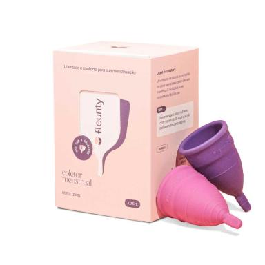 Coletor Menstrual Fleurity Tipo 2 Roxo e Rosa com 2 unidades