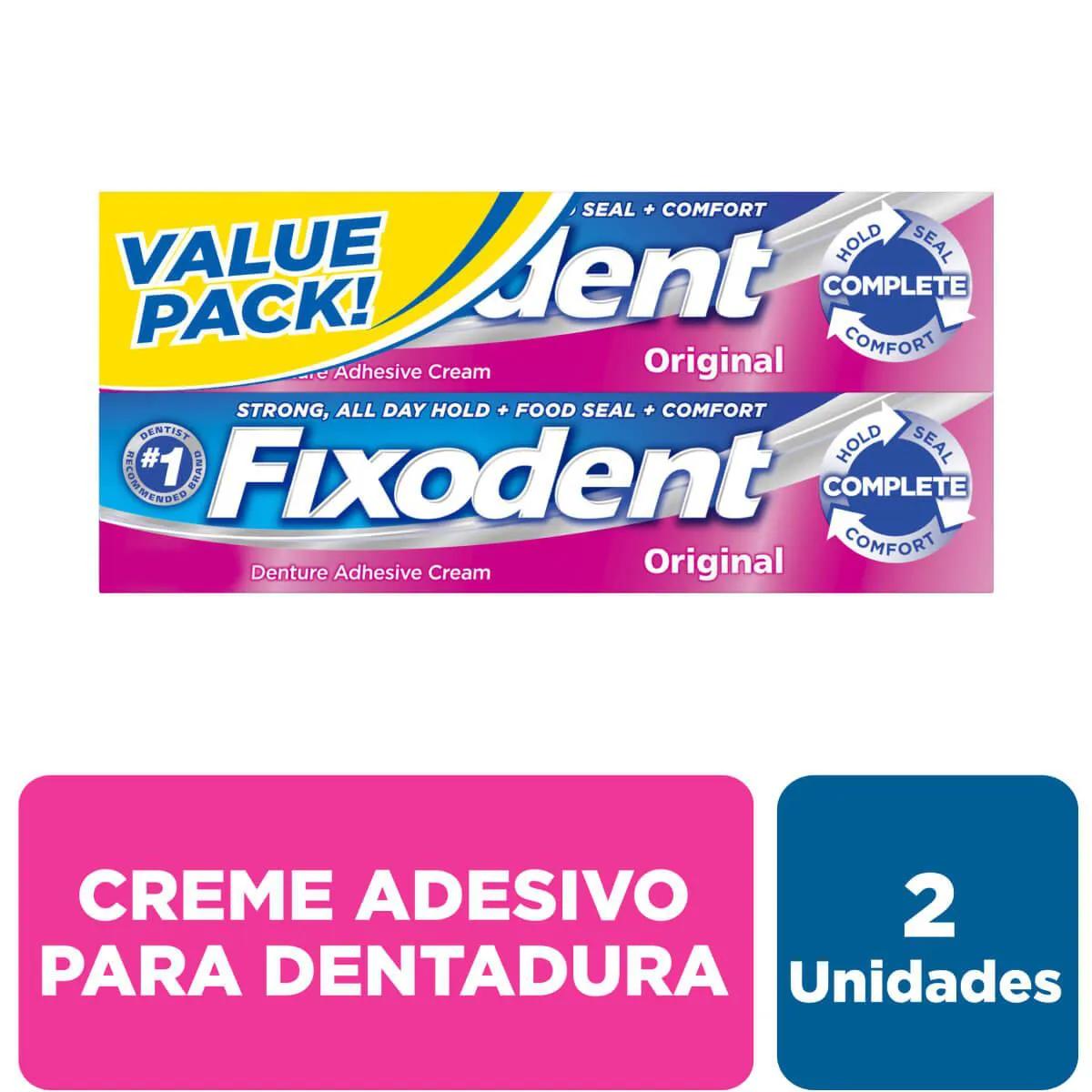 Kit Creme Fixador de Dentadura Fixodent Original 2 unidades 68g cada