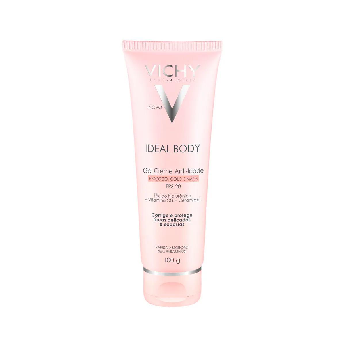 Gel Creme Anti-idade Vichy Ideal Body Pescoço, Colo e Mãos FPS 20 com 100g