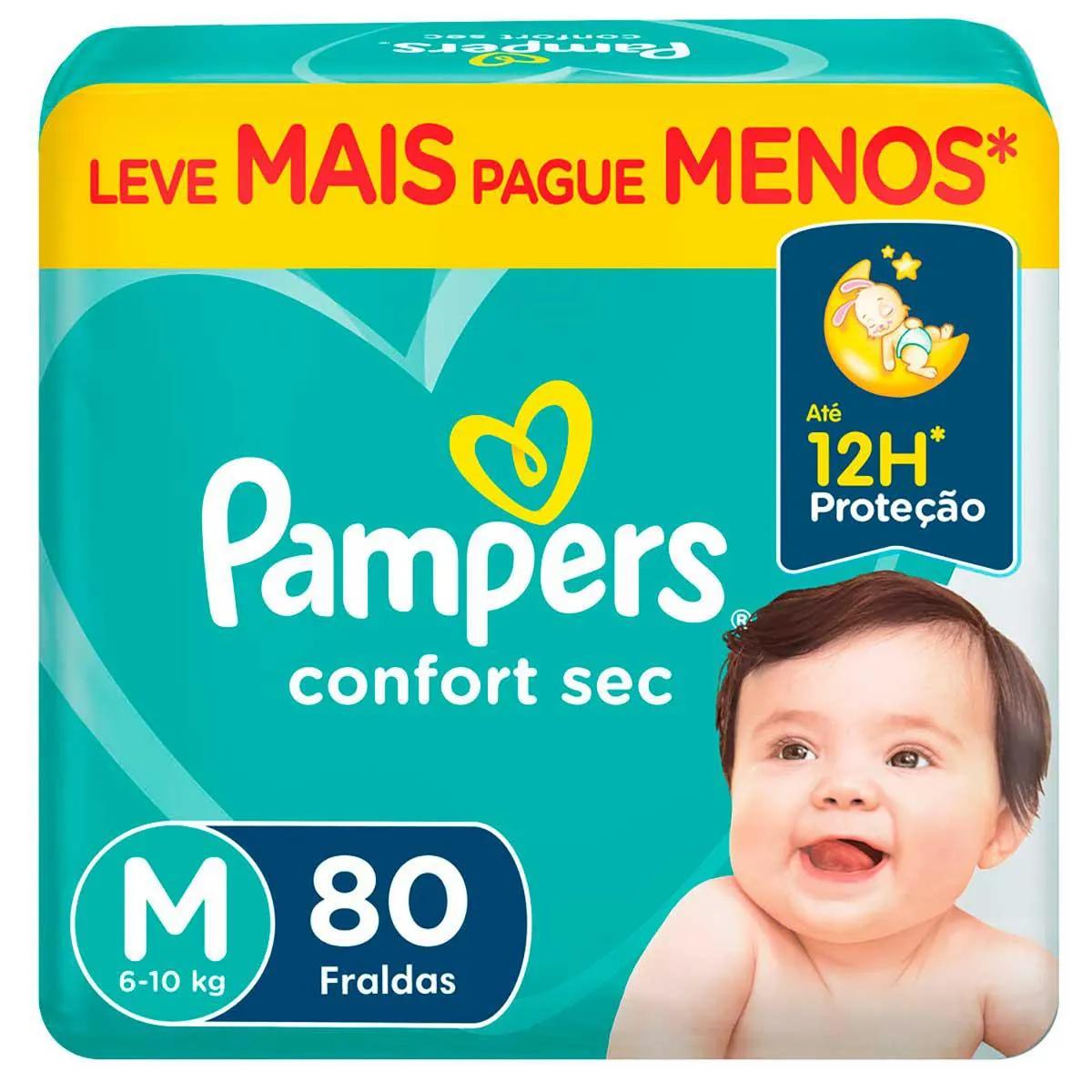 Fralda Pampers Confort Sec M - 80 Unidades
