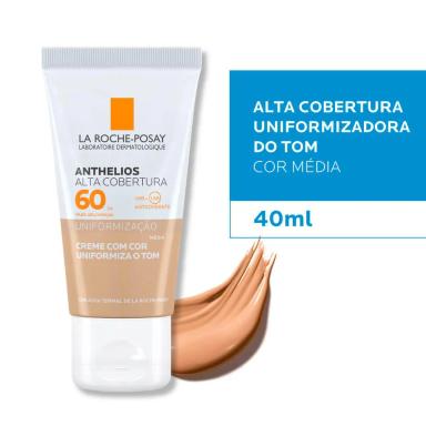 Protetor Solar Facial La Roche-Posay Anthelios Alta Cobertura Cor Média FPS 60 com 40ml Fralda Pom Pom Protek Proteção de Mãe G - 40 Unidades
