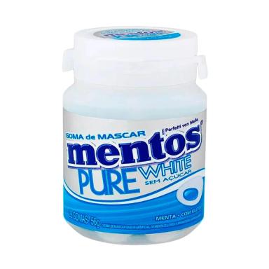 Mentos Pure White Chiclete Sem Açúcar Sabor Menta com 28 unidades