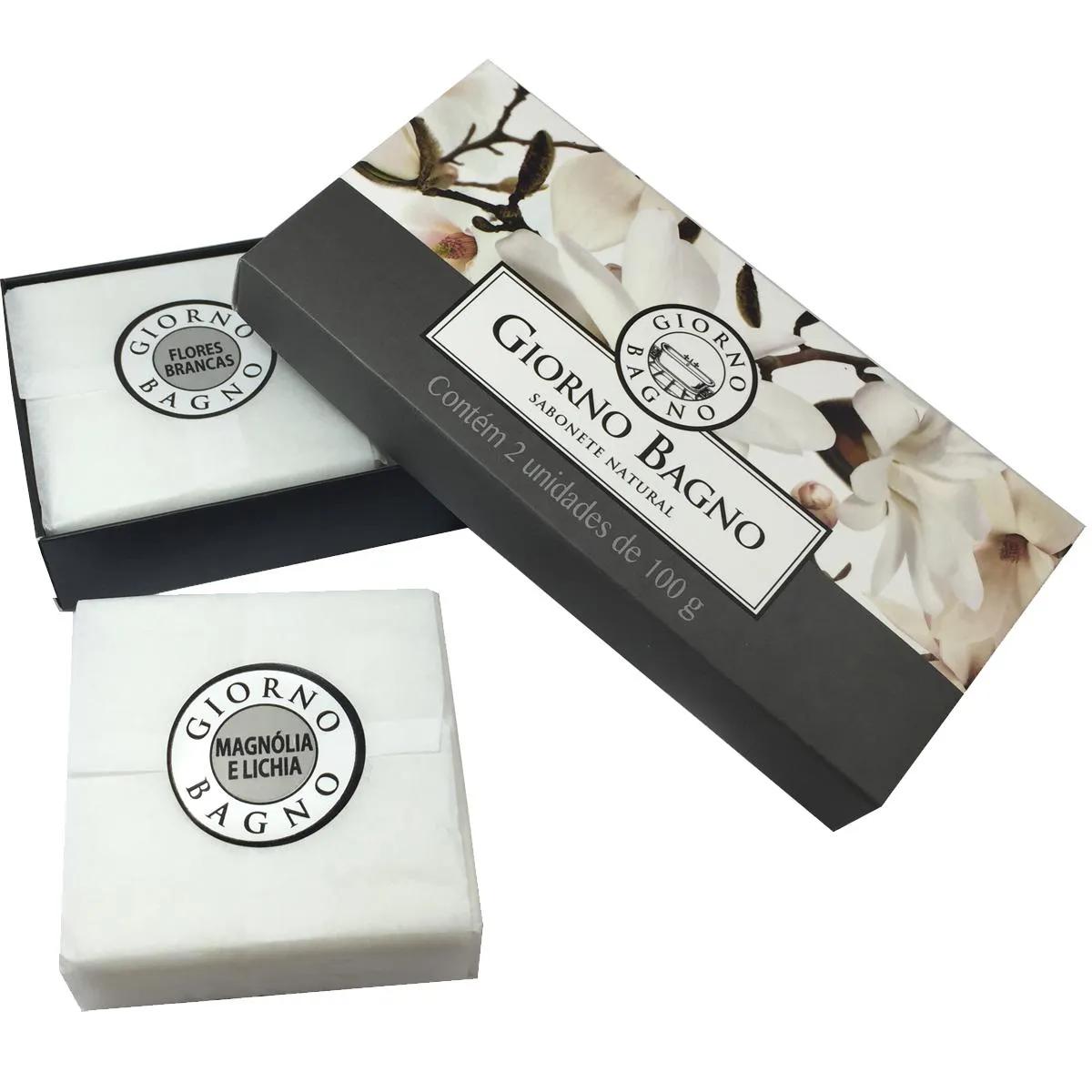 Kit Sabonete Giorno Flores Brancas com 2 unidades de 100g cada