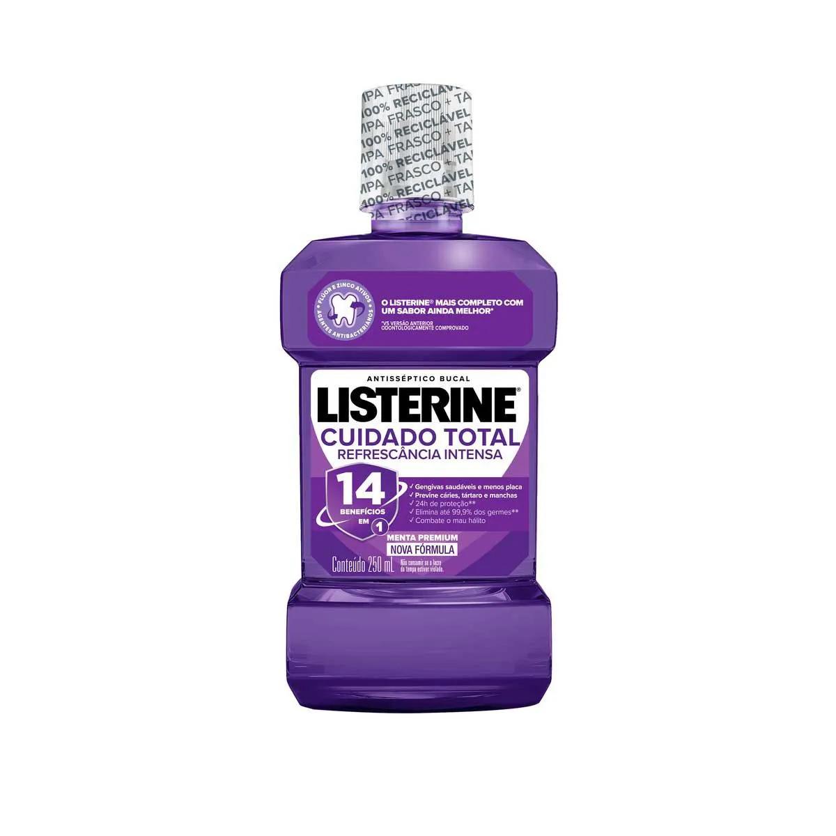 Enxaguante Antisséptico Bucal Listerine Cuidado Total Zero Álcool Menta Premium 250ml