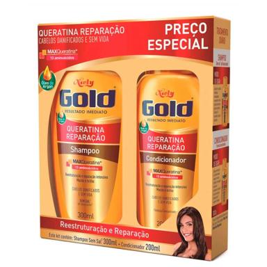 Kit Shampoo + Condicionador Niely Gold Queratina Reparação
