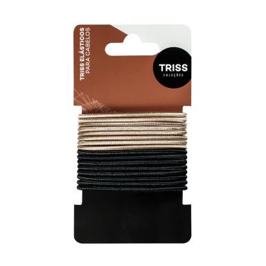 Elástico para Cabelo Triss Metálico Cores Preto e Dourado com 16 unidades