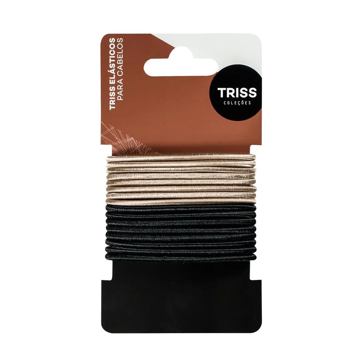 Elástico para Cabelo Triss Metálico Cores Preto e Dourado com 16 unidades