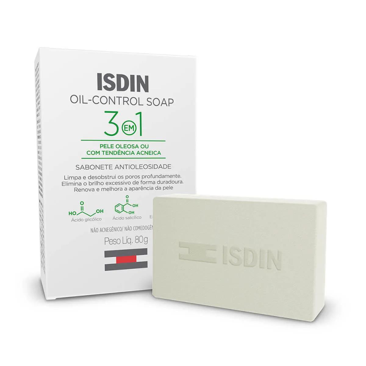 Sabonete Facial em Barra Isdin Oil Control 3 em 1 Pele Oleosa a Acneica com 80g