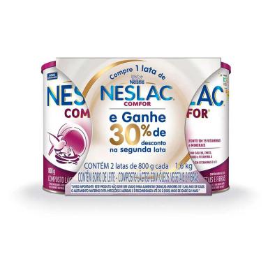 Composto Lácteo Neslac Comfor Nestlé 3 a 5 anos Kit 2 unidades com 800g cada
