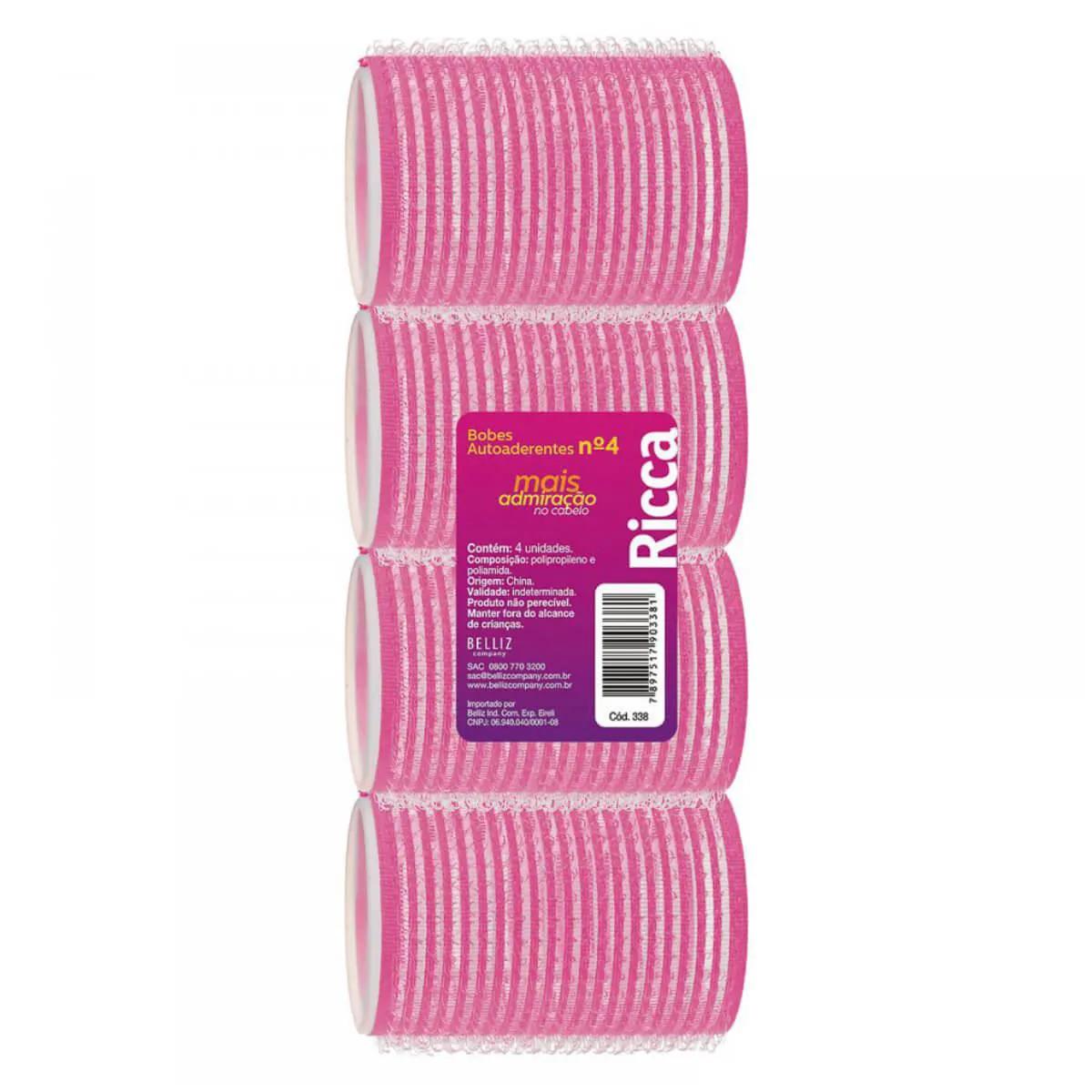 Bobes para o Cabelo Ricca Auto Aderente N°4 com 4 unidades