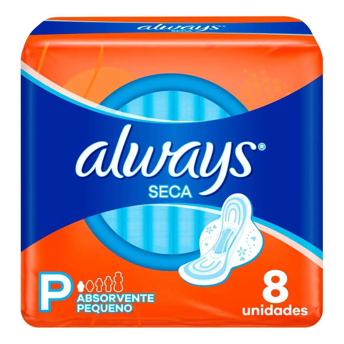 Absorvente Always Seca P com Abas 8 unidades
