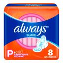 Absorvente Always Suave P com Abas 8 unidades