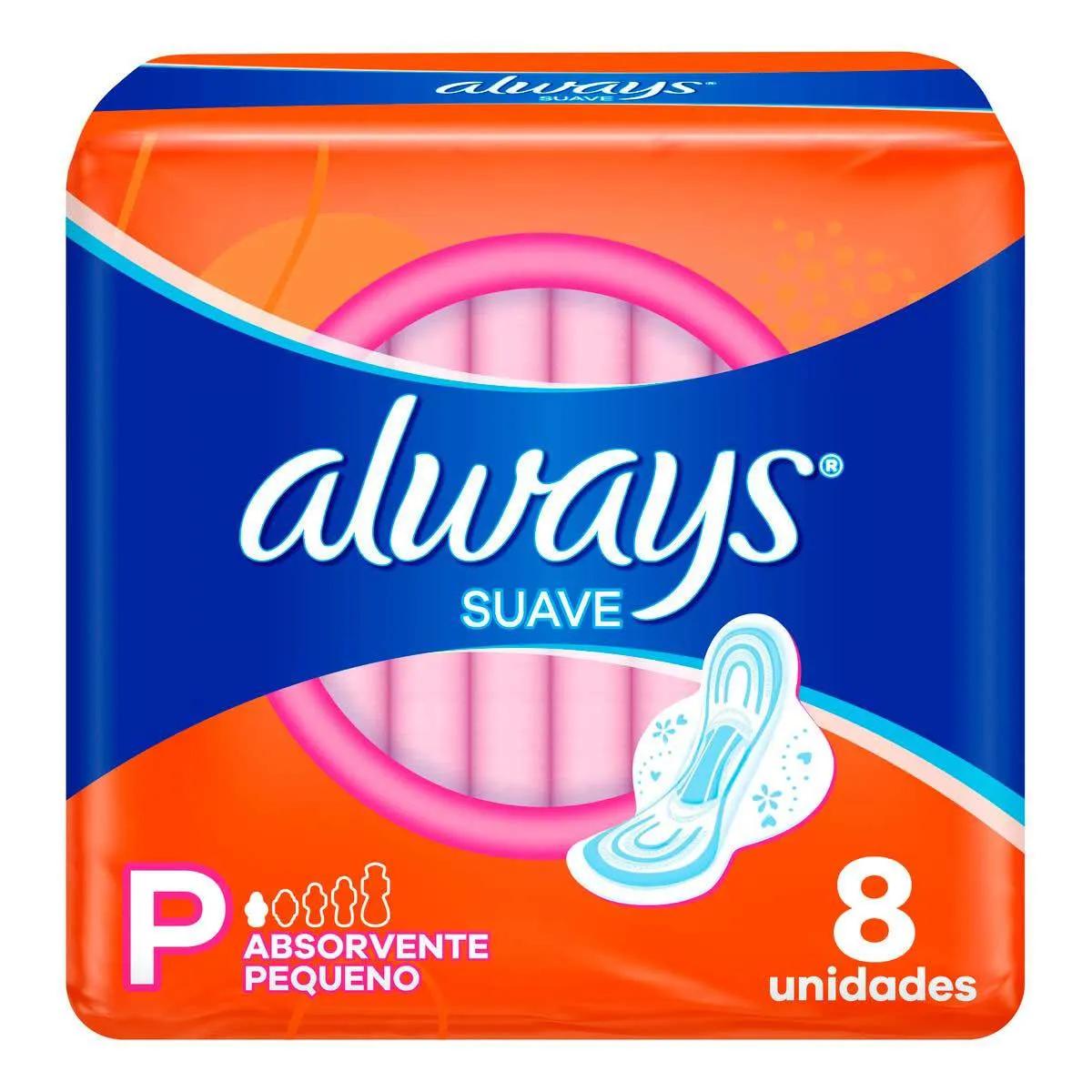 Absorvente Always Suave P com Abas 8 unidades