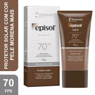 Protetor Solar Facial Episol Com Cor Pele Morena Mais FPS 70 com 40g