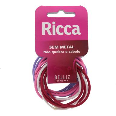 Elástico para Cabelo Ricca Basic Fashion sem Metal com 12 unidades