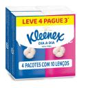 Kit Lenços de Papel de Bolso Kleenex Dia a Dia Folha Tripla com 4 pacotes de 10 folhas cada