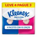 Kit Lenços de Papel de Bolso Kleenex Dia a Dia Folha Tripla com 4 pacotes de 10 folhas cada