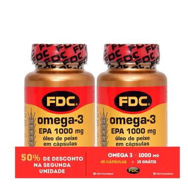 Kit FDC Ômega 3 EPA 1000mg com 45 + 15 cápsulas grátis