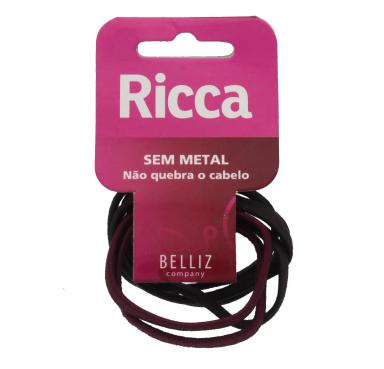 Elástico para Cabelo Ricca Basics sem Metal com 6 unidades