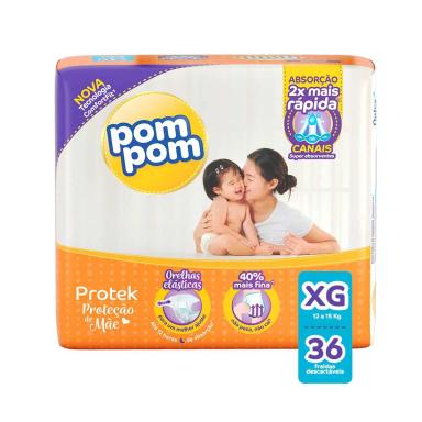 Fralda Pom Pom Protek Proteção de Mãe XG - 36 Unidades