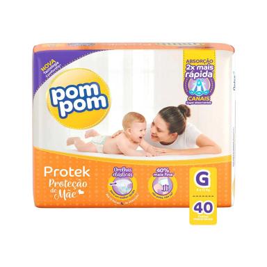 Fralda Pom Pom Protek Proteção de Mãe G - 40 Unidades