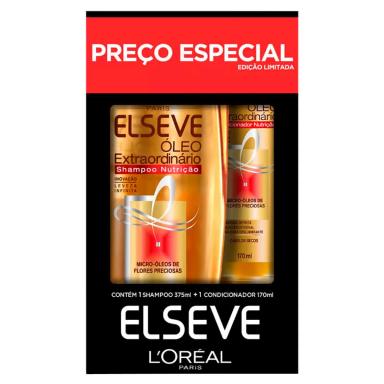 Kit Elseve Óleo Extraordinário com 1 Shampoo Nutrição de 375ml + 1 Condicionador Nutrição de 170ml