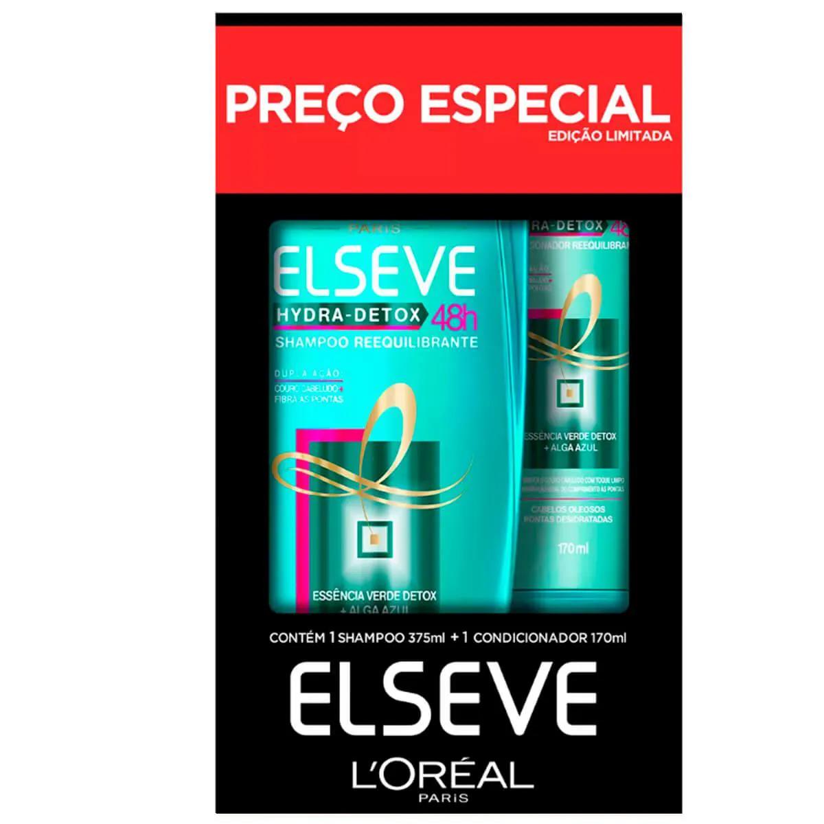 Kit Elseve Hydra Detox Shampoo com 375ml + Condicionador com 170ml