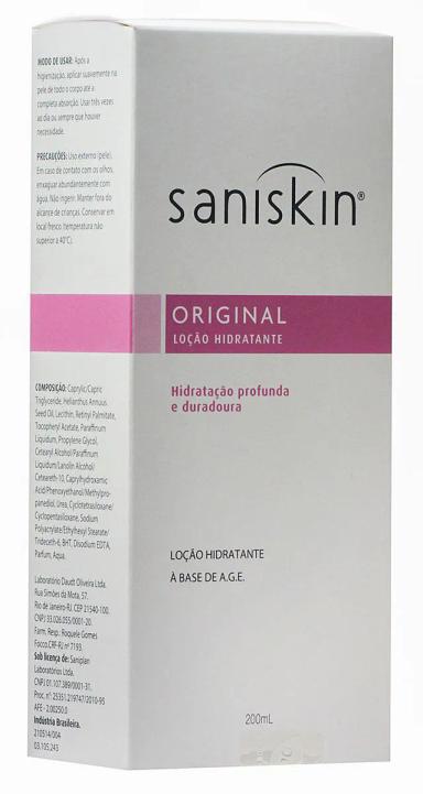 Loção Hidratante Saniskin Original Pele Seca com 200ml