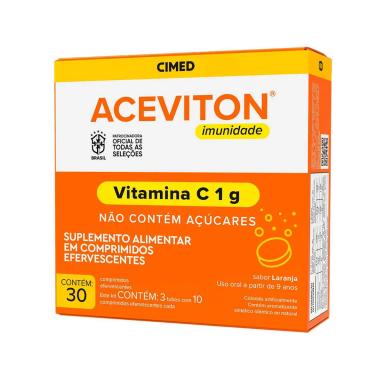 Aceviton 1g Sabor Laranja com 30 comprimidos efervescentes