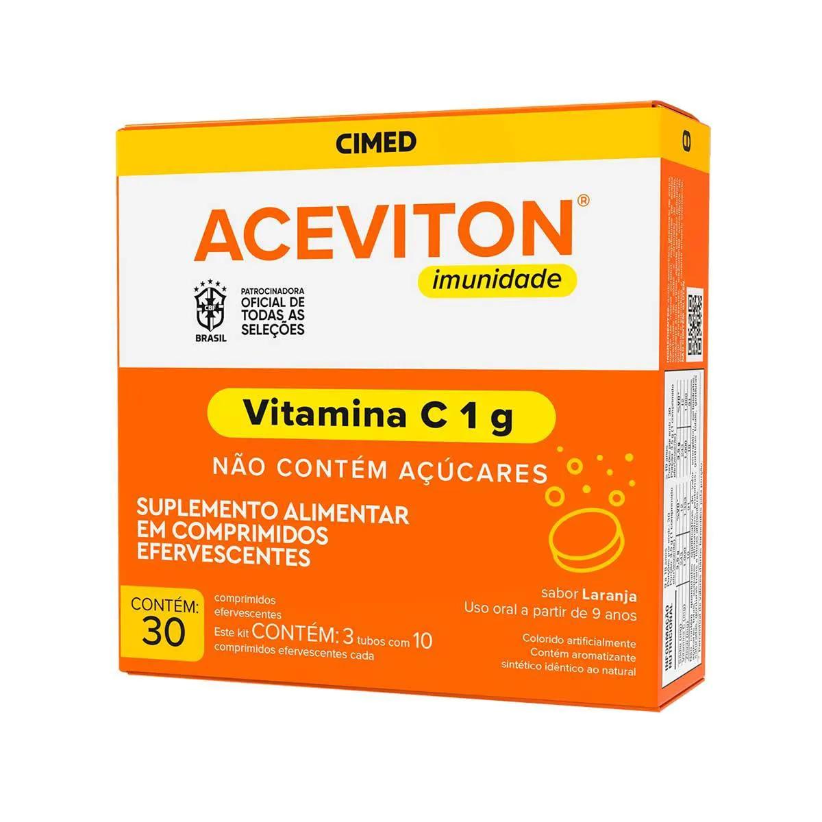 Aceviton 1g Sabor Laranja com 30 comprimidos efervescentes